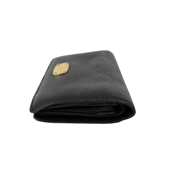 Michael Kors Black Pebbled Leather Slim Bifold Wallet Jet Set Gold Tone - Picture 14 of 16